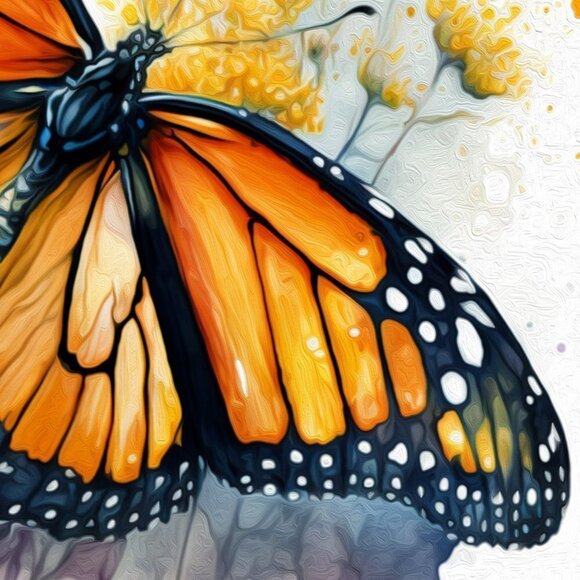 20x30 Monarch Butterfly Watercolor Oil Painting Art Poster - Picture 4 of 7